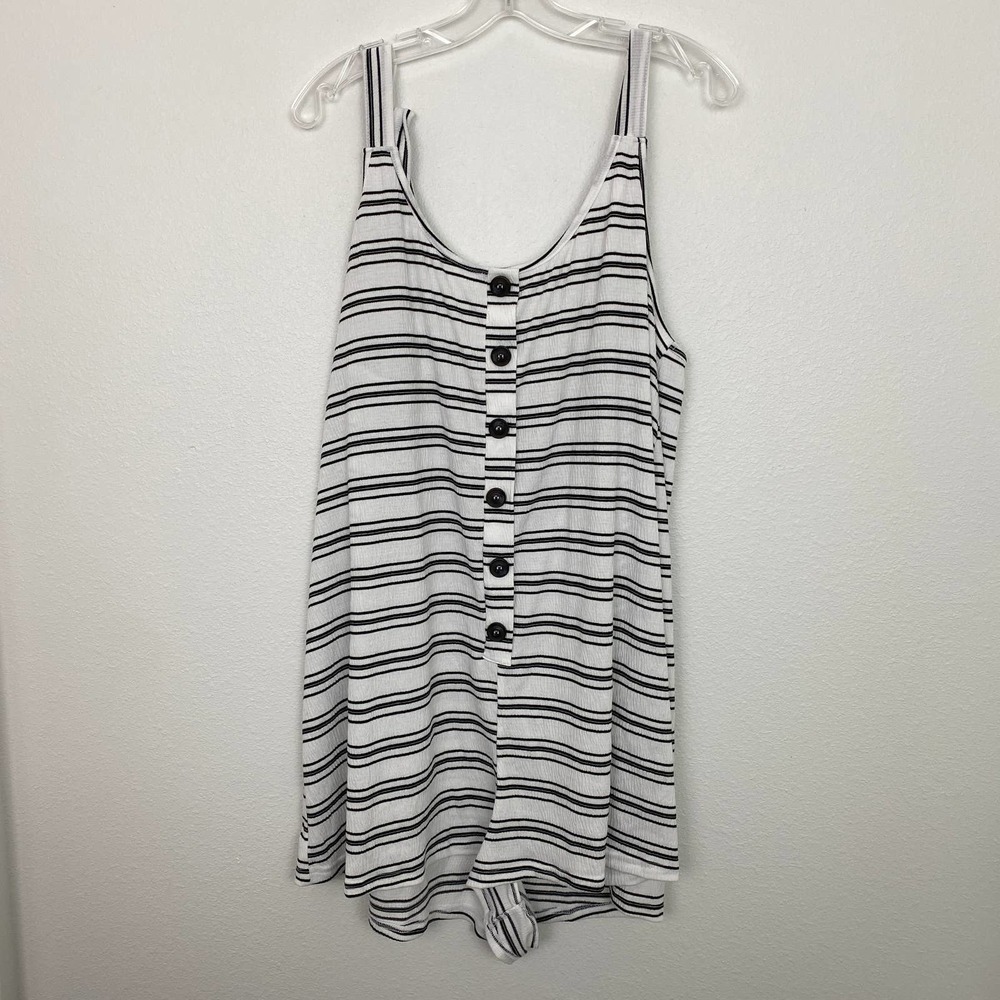 ASOS Maternity Women's Size 10 Striped Button Front Overall Romper Black White